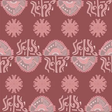 Abstract shapes vector repeat pattern in dusky pink shades Stock Illustration