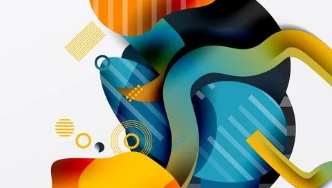 Abstract shapes, vibrant colors, dynamic composition. Modern design elements Illustrazione stock