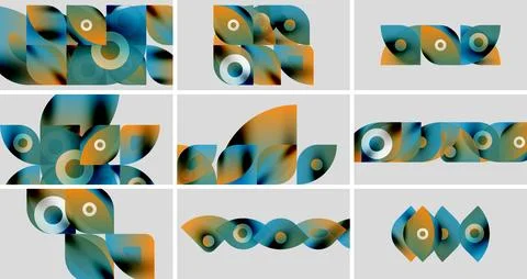 Abstract shapes, vibrant colors, geometric patterns. Overlapping forms create Stock Illustration