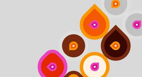 Abstract shapes, vibrant colors, rounded forms dominate composition. Warm ton Stock Illustration