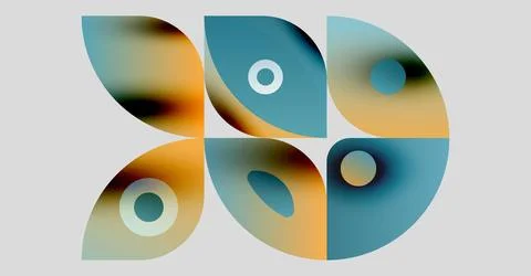 Abstract shapes, warm colors blend with cool tones. Geometric design features Stock Illustration