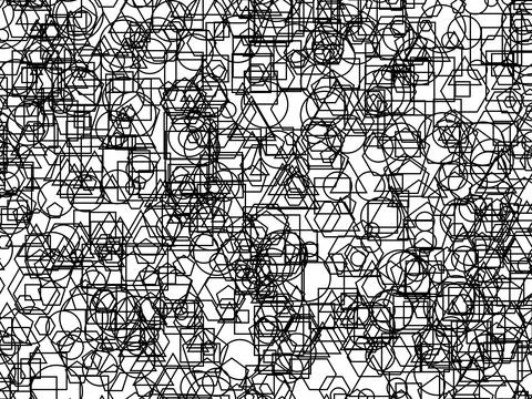 Abstract shapes on white black border Stock Illustration