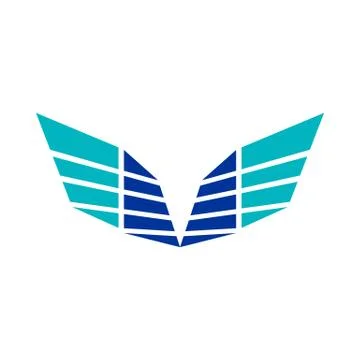 Abstract Sharp Wings Blue Colors Symbol Logo Design Stock Illustration