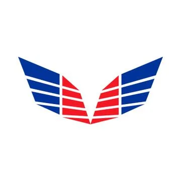 Abstract Sharp Wings Red Blue Colors Symbol Logo Design Stock Illustration