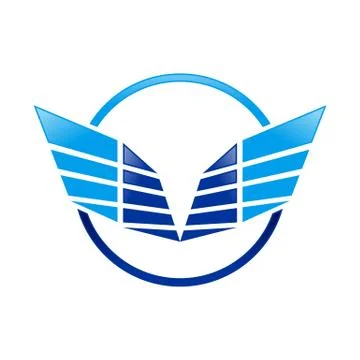 Abstract Sharp Wings Ring Blue Symbol Logo Design Stock Illustration