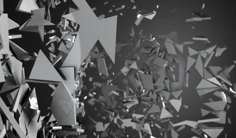 Abstract Shattered Surface With Chaotic Flying Particles Background Stock Illustration