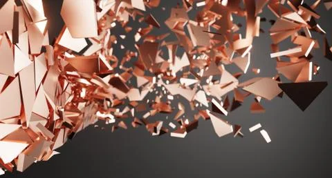 Abstract Shattered Surface With Chaotic Flying Particles Background Illustrazione stock