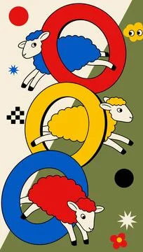 Abstract Sheep and Rings Stock Illustration