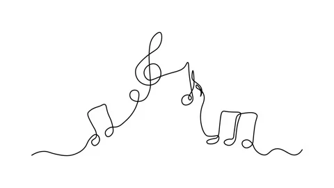 Abstract sheet music, treble clef, music, Self drawing animation one continuous Stock Footage 297532832