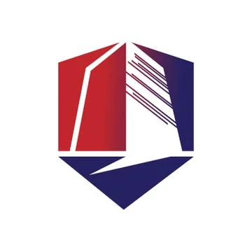Abstract shield and building maintenance security logo vector illustration Ilustración de archivo
