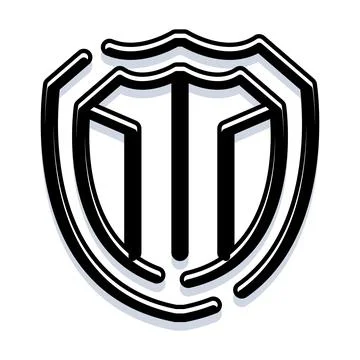 Abstract shield and letter t monogram design concept Stock Illustration