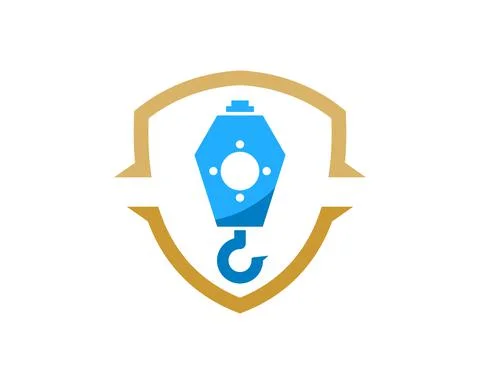 Abstract shield with construction crane inside Stock Illustration