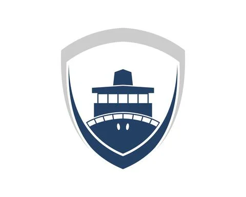 Abstract shield with cruise ship inside Stock Illustration