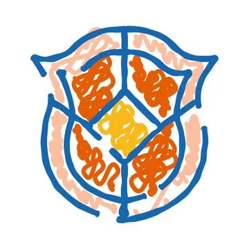 Abstract shield drawing featuring energetic scribble patterns Stock Illustration