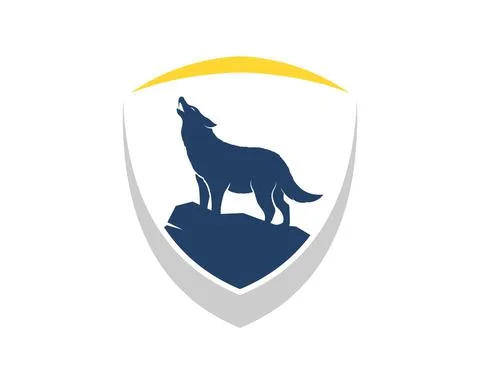 Abstract shield with howling wolf inside Stock Illustration