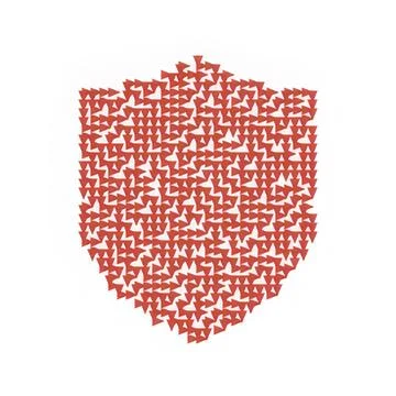 Abstract shield shape made of colorful geometric maze lines Stock Illustration