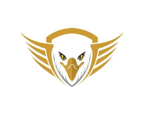 Abstract shield with spread wings and eagle head inside Stock Illustration