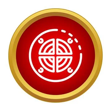 Abstract shield target icon on red gold button Stock Illustration