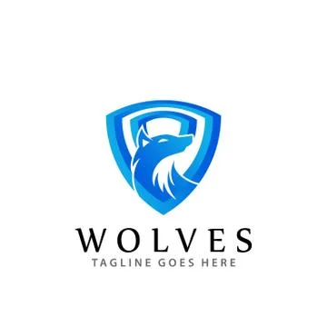Abstract Shield Wolves Wild Modern Logos Design Vector Illustration Template 스톡 일러스트
