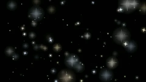 Abstract shimmering gold and silver stars twinkling on a deep black cosmic Stock Footage 346218354