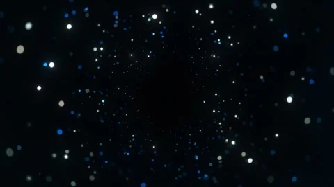 Abstract shimmering particles in deep space, glittering bokeh in blue Stock Footage 288888425
