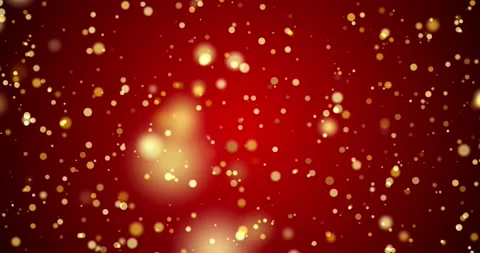 Abstract Shimmering Yellow Particles on Red Background. Festive Background. Stock Footage 147945345