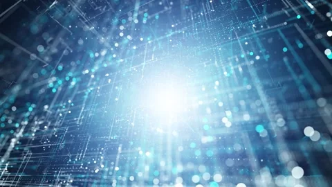 Abstract shining digital tech lines and dots loop background Stock Footage 346785627