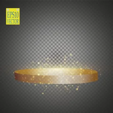 Abstract Shining Podium Background with Spotlights. Gold Glittering Scene. You Illustrazione stock