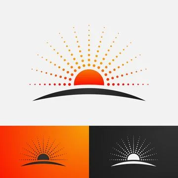Abstract shining sun logo template with gradation color for company design Stock Illustration