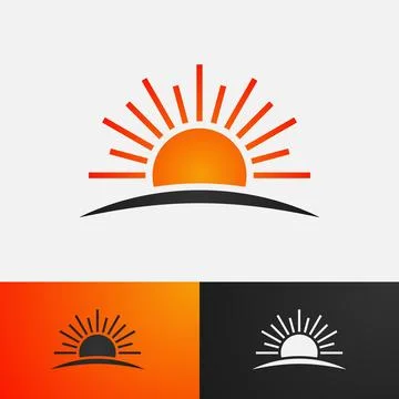 Abstract shining sun logo template with gradation color for company design Stock Illustration