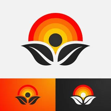 Abstract shining sun logo template with gradation color for company design Stock Illustration