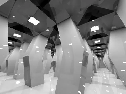 Abstract shiny 3d interior with ceiling lights Stock Illustration