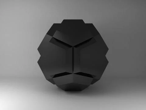Abstract shiny black geometric object, 3d render イラスト素材