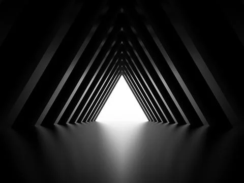Abstract shiny black triangular tunnel, 3 d Stock Illustration