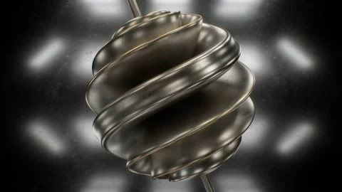 Abstract Shiny Bronze Metallic Reflective Curve Shape Ornament Twists Stock Footage 153298258