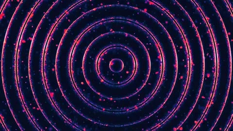Abstract shiny pink particles moving in circles tunnel motion background Stock Footage 261364145