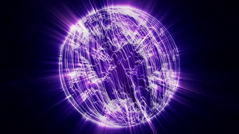 Abstract shiny sphere made of bright hi-tech lines and waves of energy Stock Footage 264132194
