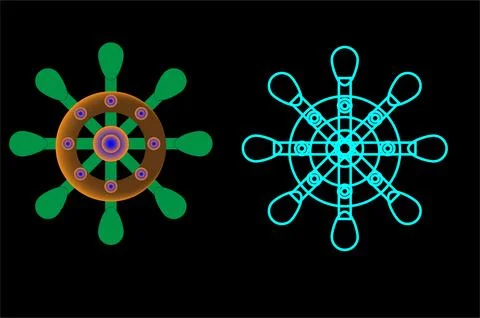 Abstract Ship Wheel Logo Gradient and Outline Nautical Icon Set Illustrazione stock