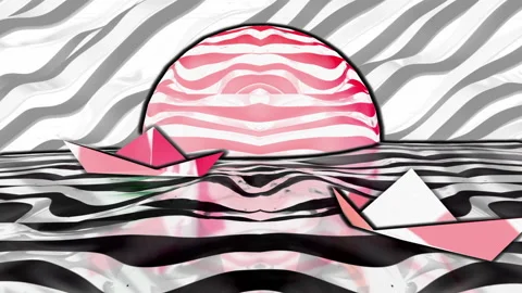 ABSTRACT SHIPS IN THE OCEAN ANIMATION Stock Footage 138903125