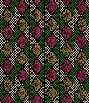 Abstract, shirting design, Ajrakh Pattern, Ikat, block print Pattern, batik.. Stock Illustration