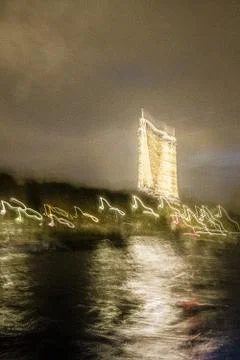 An abstract shot of the Eiffel Tower with the  Intentional Camera Movement me Stock Photos