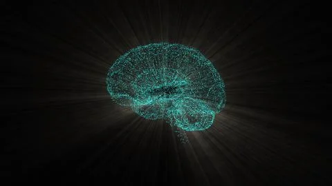 Abstract shot of intense brain activity illuminating in space with light rays イラスト素材