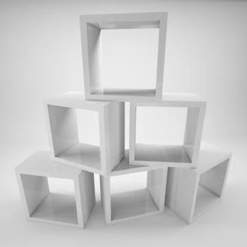 Abstract showcase store of white cubes Stock Illustration