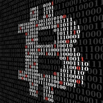 Abstract sign bitcoin of binary code, technology logo Illustrazione stock