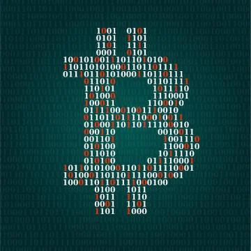 Abstract sign bitcoin of binary code, technology logo Stock Illustration