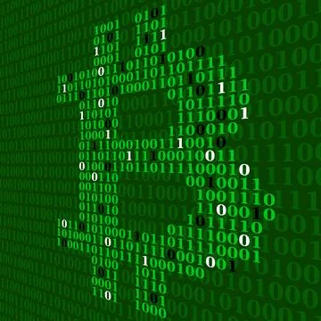 Abstract sign bitcoin of binary code, technology logo Illustrazione stock