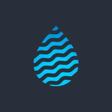 Abstract Sign of Blue Wave Inside a Water Droplet Stock Illustration