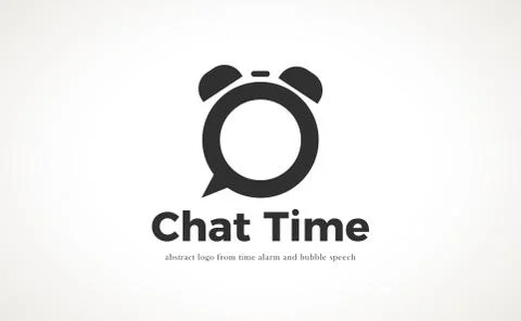 Abstract sign of bubble chat mixed with alarm clock. Stock Illustration