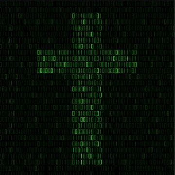 Abstract sign cross of binary code, technology logo Illustrazione stock