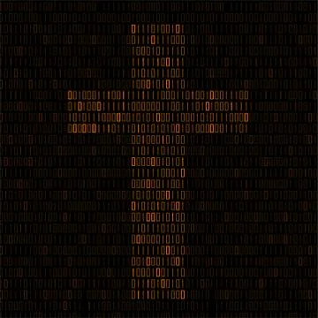 Abstract sign cross of binary code, technology logo Illustrazione stock